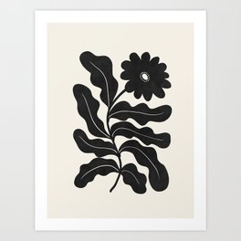Abstract Black Flower – Black Daisy Art Print