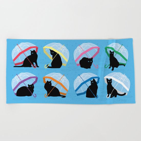 raining cats 'n cats Beach Towel