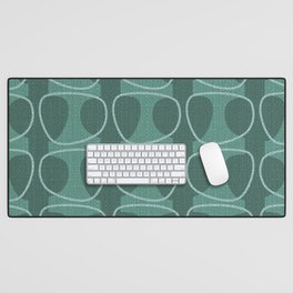 Mid Century Modern Abstract Ovals in Teal Tones Desk Mat