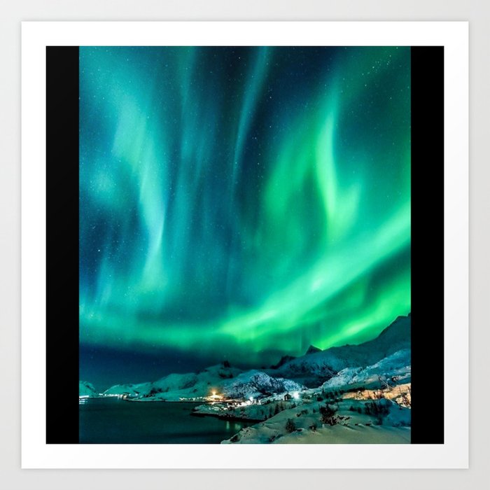 northern lights, aurora borealis, nature, stars Art Print