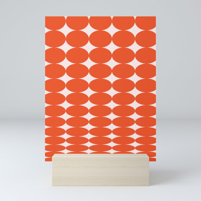 Retro Round Pattern - Orange Mini Art Print