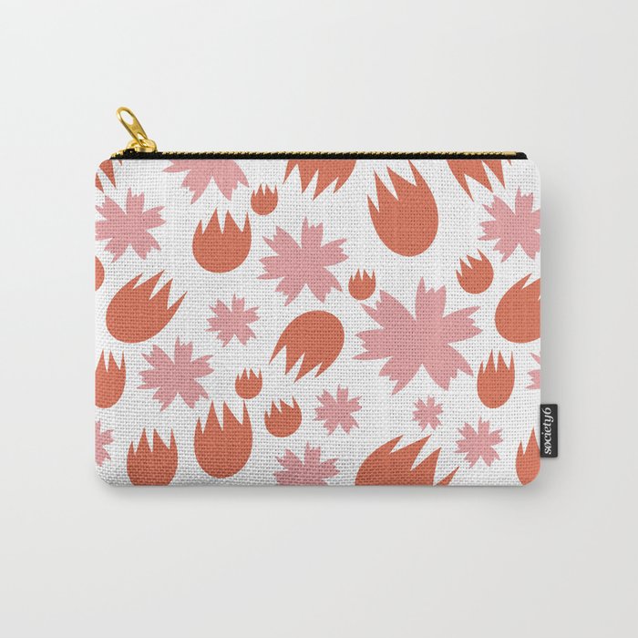 Coral Floral Carry-All Pouch