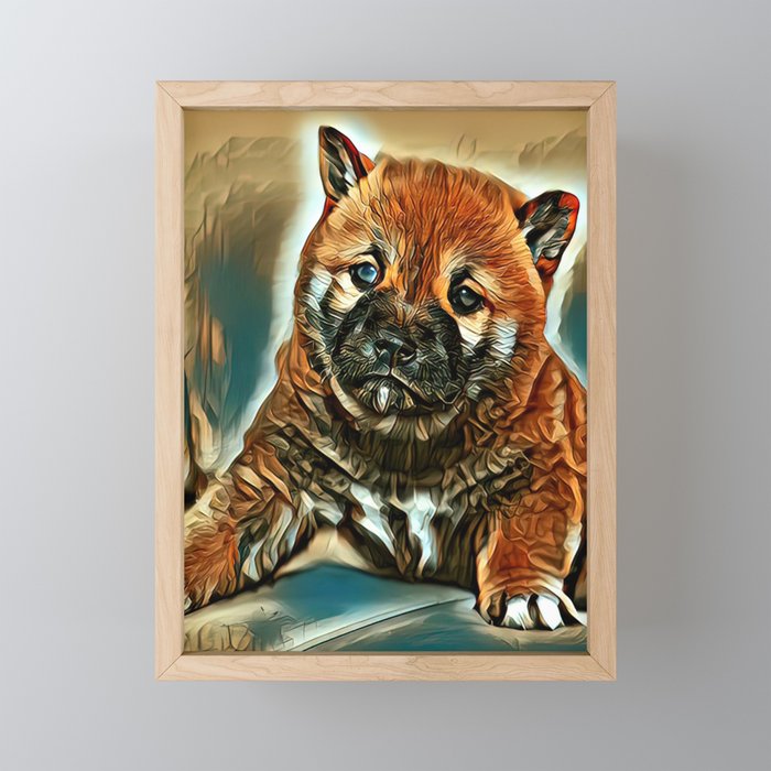 Shepherd puppy sitting Framed Mini Art Print