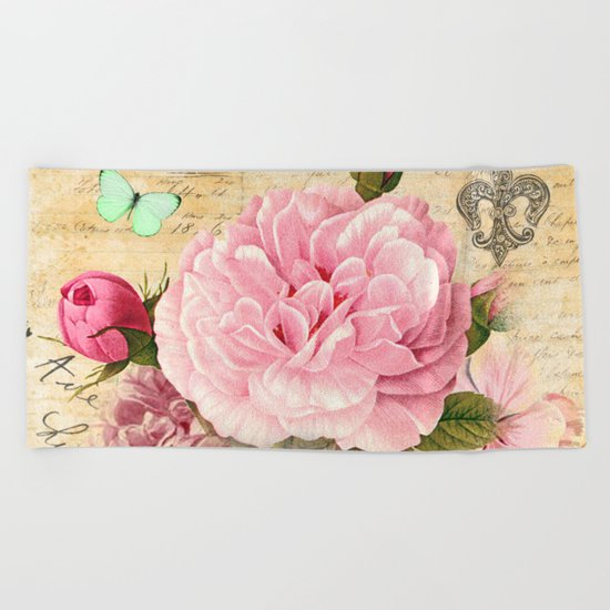 Vintage Flowers #25 Beach Towel