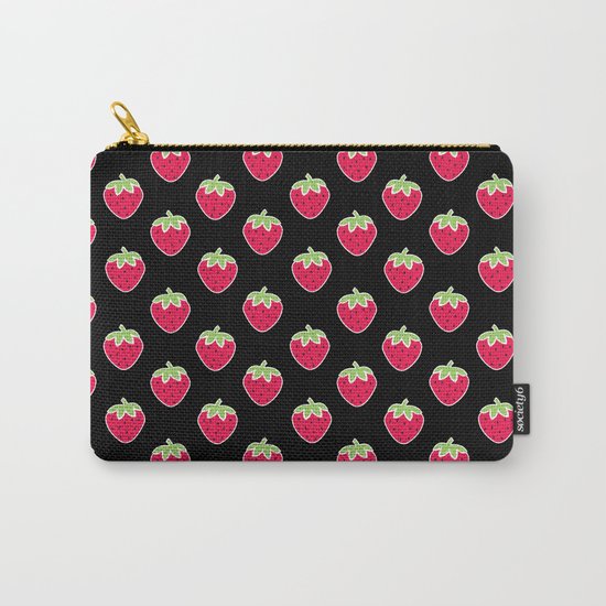 Strawberry Delight Black Carry-All Pouch