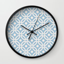 Pretty Intertwined Ring and Dot Pattern 630 Blue and Linen White Wall Clock