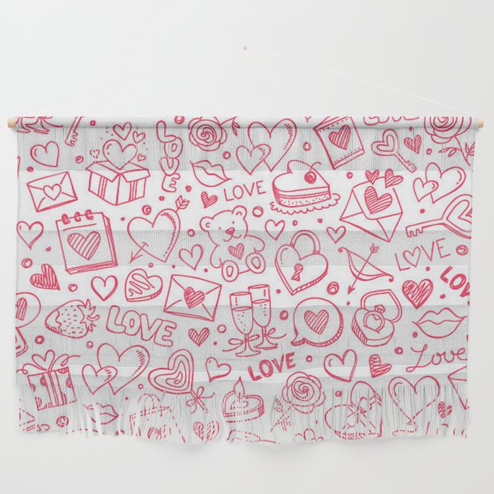 Hearts Doodle 2 Wall Hanging