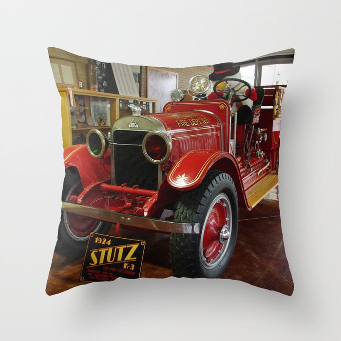  1924 Stutz fire truck fire department fire fighting transporation color photograph / photography Throw Pillow