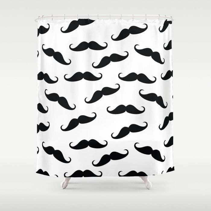 Gentleman Mustache Pattern Shower, Mustache Shower Curtain