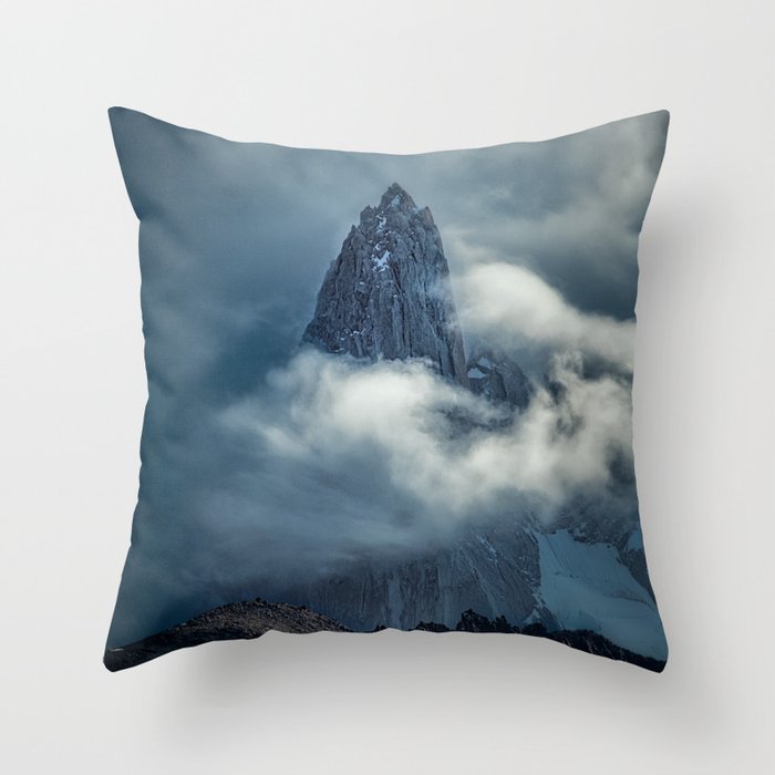 Argentina Photography - Tall Mountain Going Through The Clouds Throw Pillow