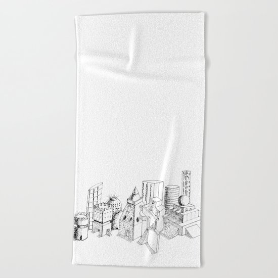 cubes and balls in the city Beach Towel