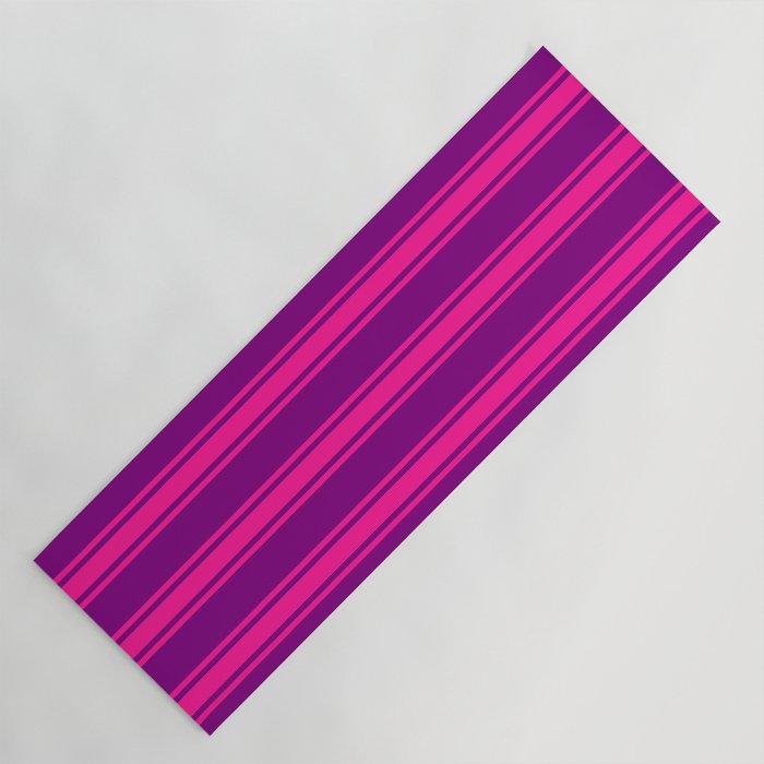 Purple & Deep Pink Colored Lined/Striped Pattern Yoga Mat