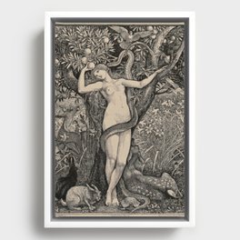 Eve And The Serpent Framed Canvas