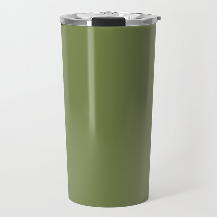Dark Green-Brown Solid Color Pantone Grasshopper 18-0332 TCX Shades of Green Hues Travel Mug