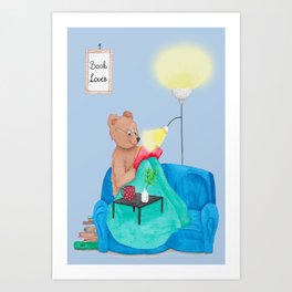 Book Lover Bear - Whimsical Watercolour Illustration Art Print