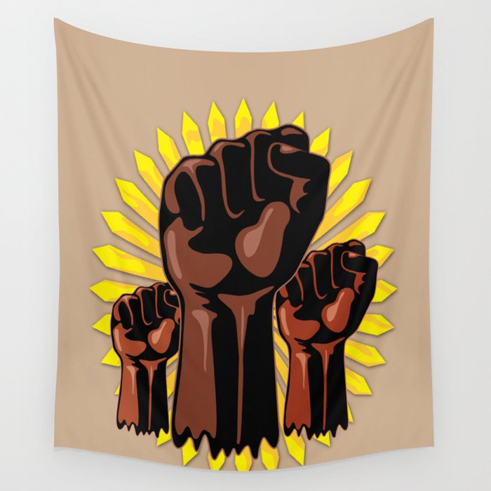 Black Power Raised Fists Wall Tapestry