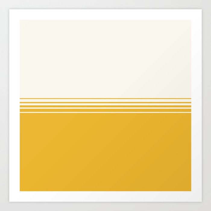 Retro Yellow Minimalist Stripes Art Print