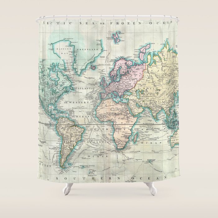 Vintage Map Of The World 1801 Shower Curtain By