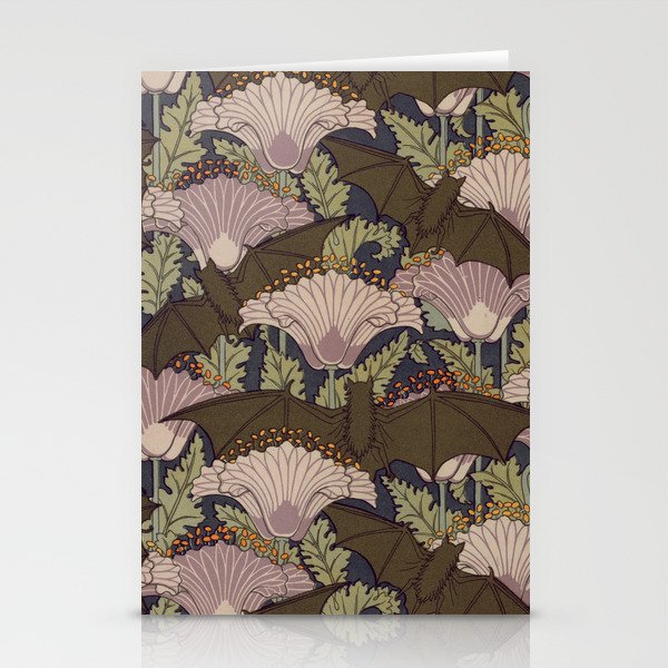 Vintage Art Deco Bat and Flowers Stationery Cards