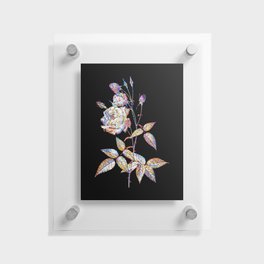 Floral Common Rose of India Mosaic on Black Floating Acrylic Print