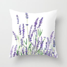 lavender watercolor horizontal Throw Pillow