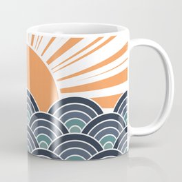 Abstract sunset with Seigaiha waves decoration Mug