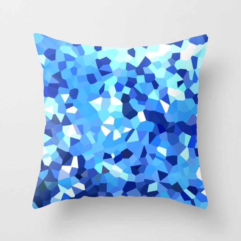 Modern Blue And White Stained Glass Ocean Abstract Throw Pillow By