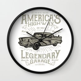 Americas Highway Legendary Garage Wall Clock