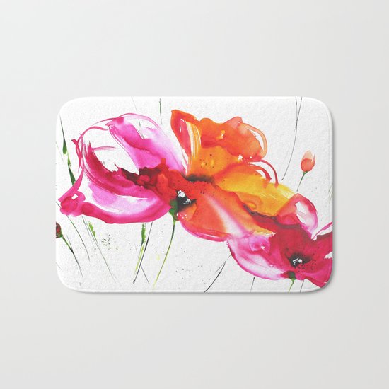 Abstract flower colorful painting Bath Mat