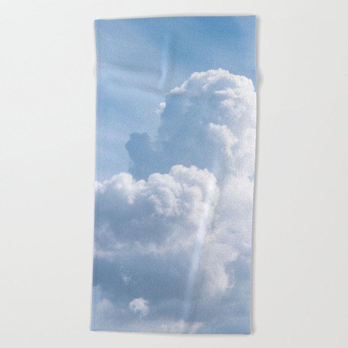 Soft fluffy dreamy clouds - blue summer sky - nature photography  Beach Towel