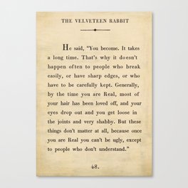 The Velveteen Rabbit Vintage Book Page Literary Quote Canvas Print