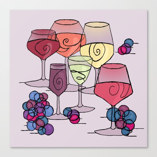 Wine and Grapes v2 Canvas Print