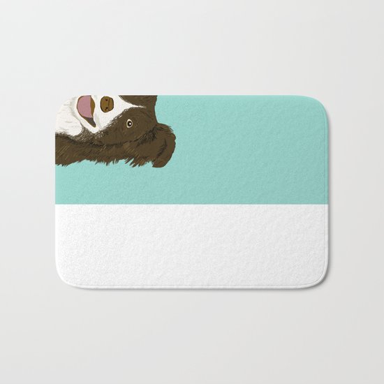 Border Collie chocolate brown cute working dog breed herding dogs gift for border collie owner pets Bath Mat