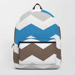 Brown Blue Gray Chevron Backpack