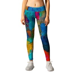Color Therapy Watercolor Wash Turquoise and Red #110 Leggings