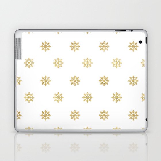 Gold Glitter Snowflake Laptop & iPad Skin