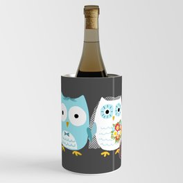 Owls Wedding Day | Cute Bride and Groom Wine Chiller
