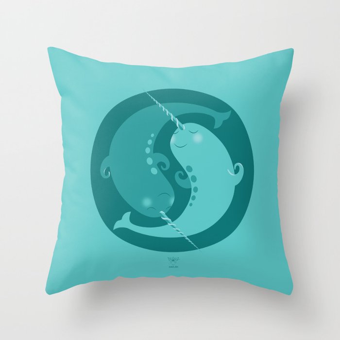 Animal Zen: N is for Narwal Throw Pillow