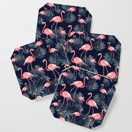 Summer Flamingo Palm Night Vibes #1 #tropical #decor #art #society6 Coaster