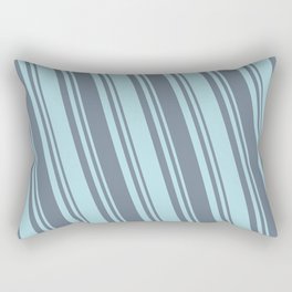[ Thumbnail: Powder Blue & Slate Gray Colored Stripes Pattern Rectangular Pillow ]