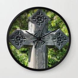 Gothic Style Christian Cross Headstone Old Holy Trinity Church in Wentworth  Wall Clock