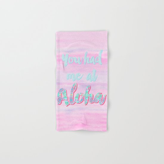Aloha pink pastel typography art Hand & Bath Towel