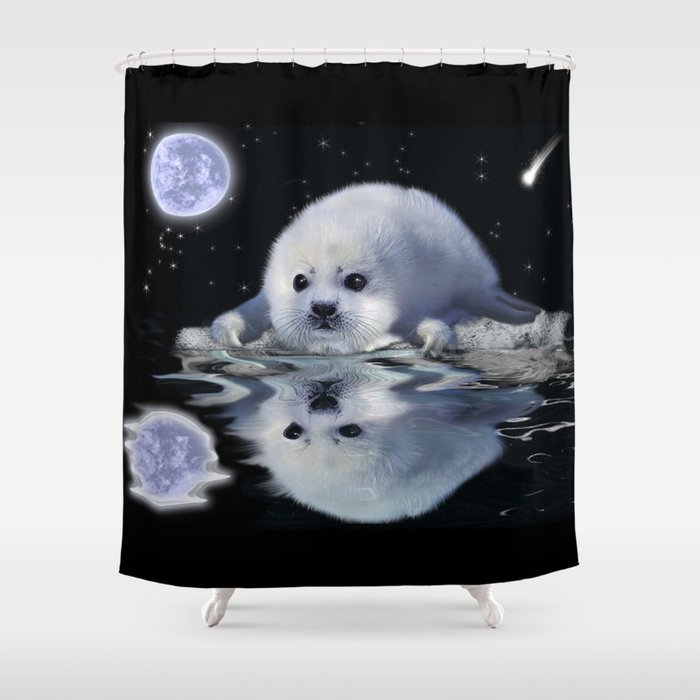 Destiny - Harp Seal Pup & Ice Floe Shower Curtain