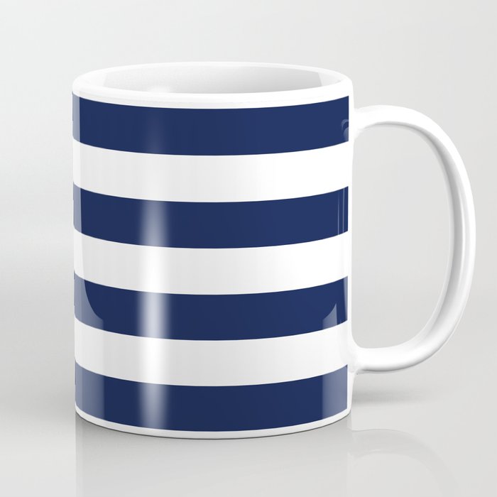 Navy Blue Bold Cabana Awning Stripe Lines Minimalist Stripes Line Drawing Coffee Mug