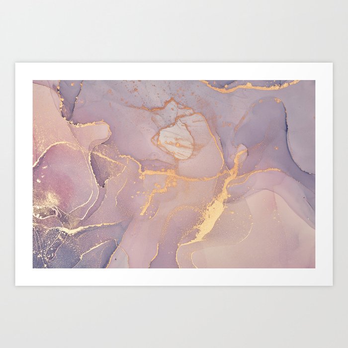 Lavender Rose Marble Agate Geode  Art Print