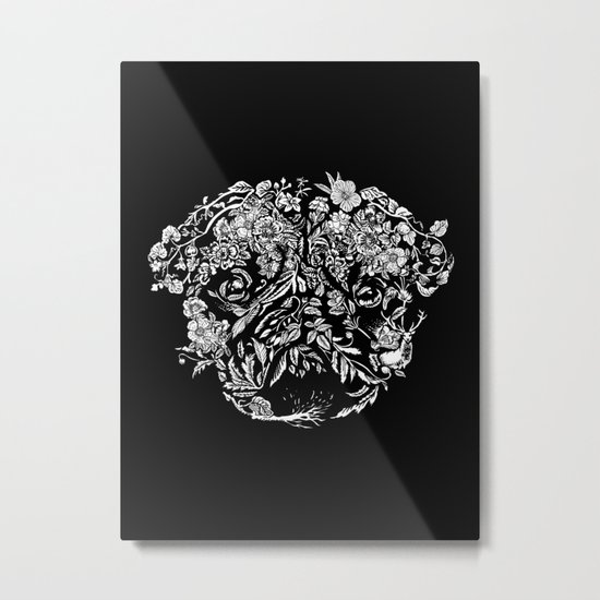 Botanical Garden Pug Metal Print