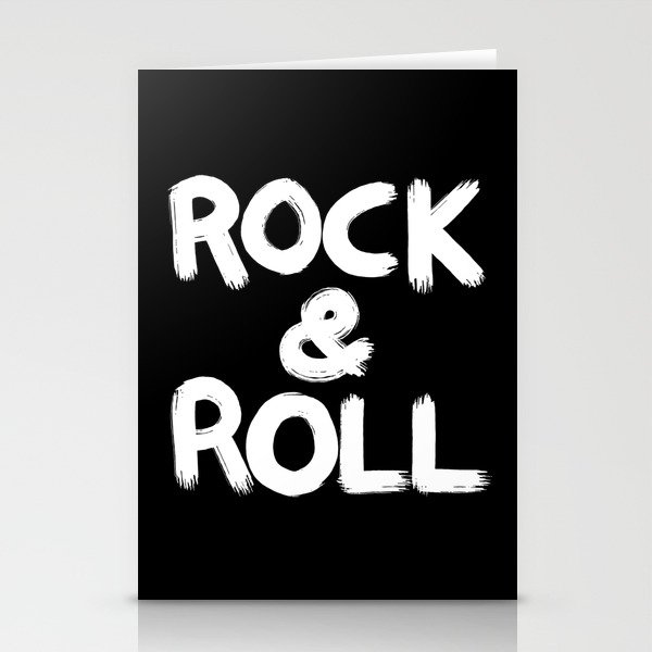 Rock and Roll Brushstroke Black and White Stationery Cards