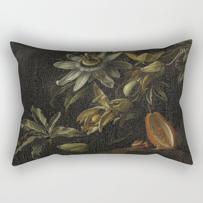 Still Life with Passionflowers - Elias van den Broeck (1670 - 1708) Rectangular Pillow