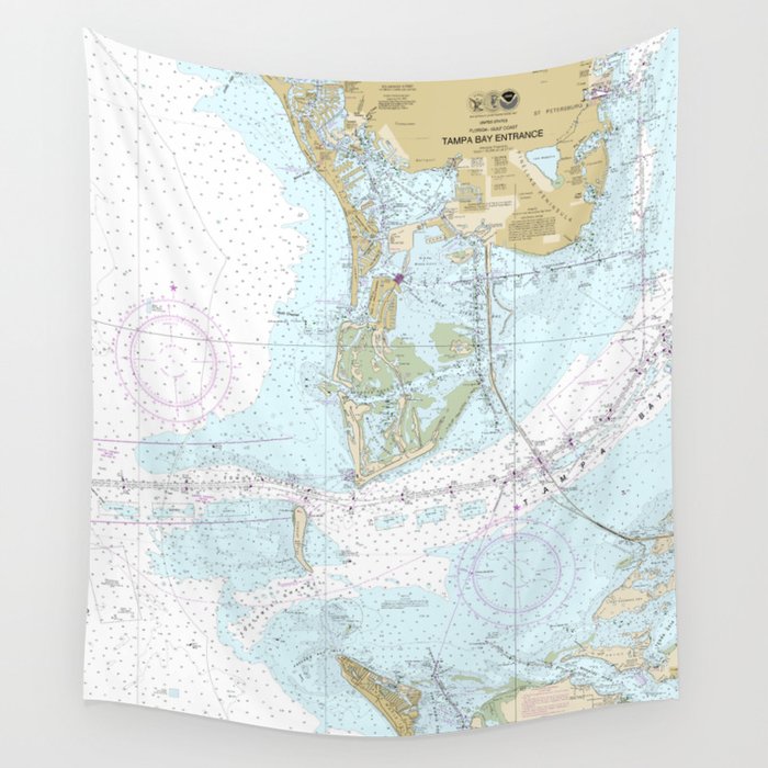 Tampa Bay Entrance Florida Nautical Chart 11415 Wall Tapestry