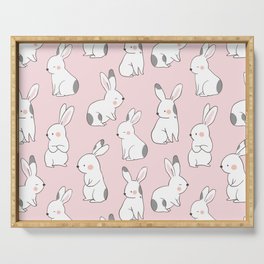 Cute Bunny Rabbits - Pink Serving Tray